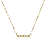 Bar Necklace 14K Yellow Gold Diamond 0.06ct