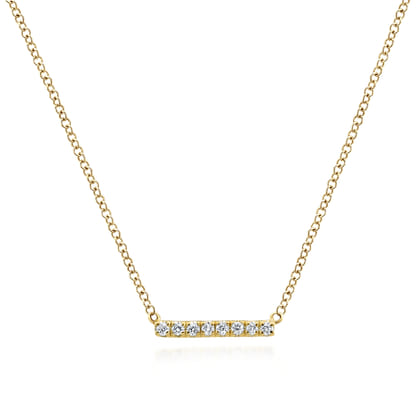 Bar Necklace 14K Yellow Gold Diamond 0.06ct