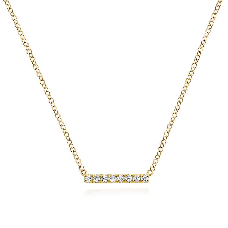 Bar Necklace 14K Yellow Gold Diamond 0.06ct - 0.06 ct - Shot 1