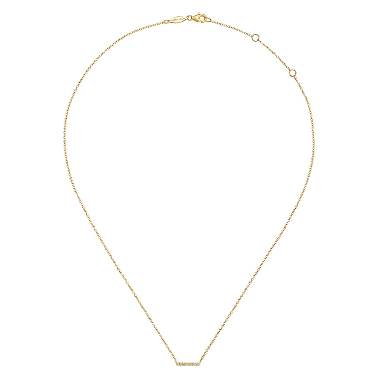 Bar Necklace 14K Yellow Gold Diamond 0.06ct - 0.06 ct - Shot 2