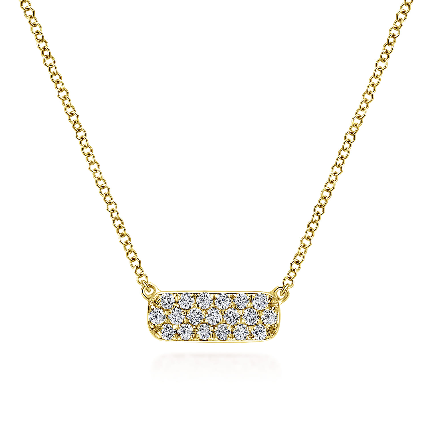 Bar Necklace 14K Yellow Gold Diamond 0.19ct - 0.19 ct - Shot 1