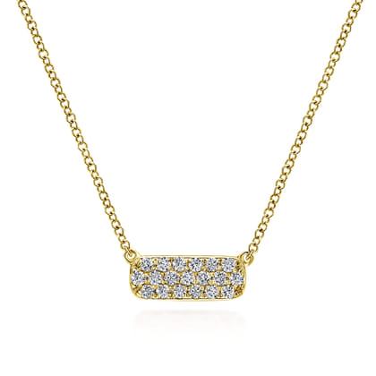 Bar Necklace 14K Yellow Gold Diamond 0.19ct