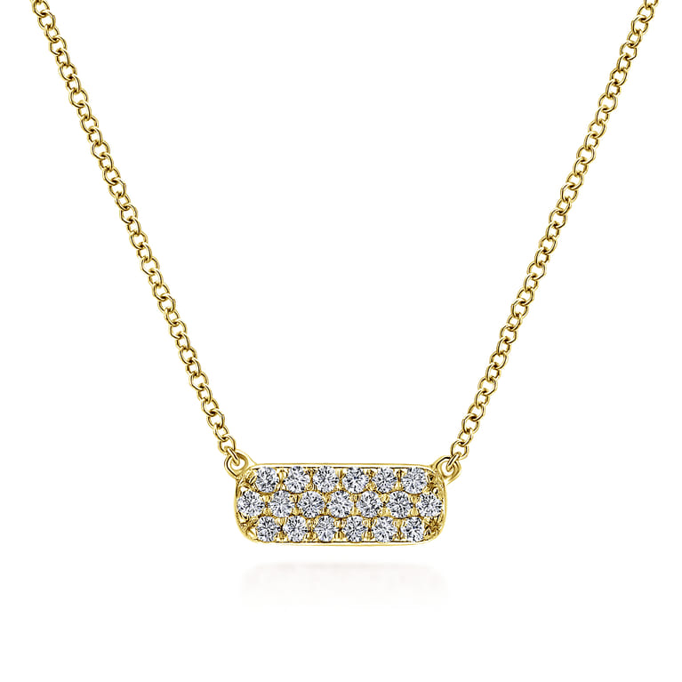 Bar Necklace 14K Yellow Gold Diamond 0.19ct - 0.19 ct - Shot 1