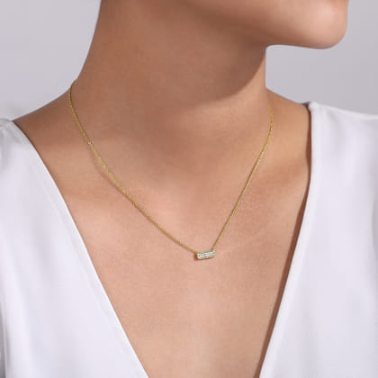 Bar Necklace 14K Yellow Gold Diamond 0.19ct