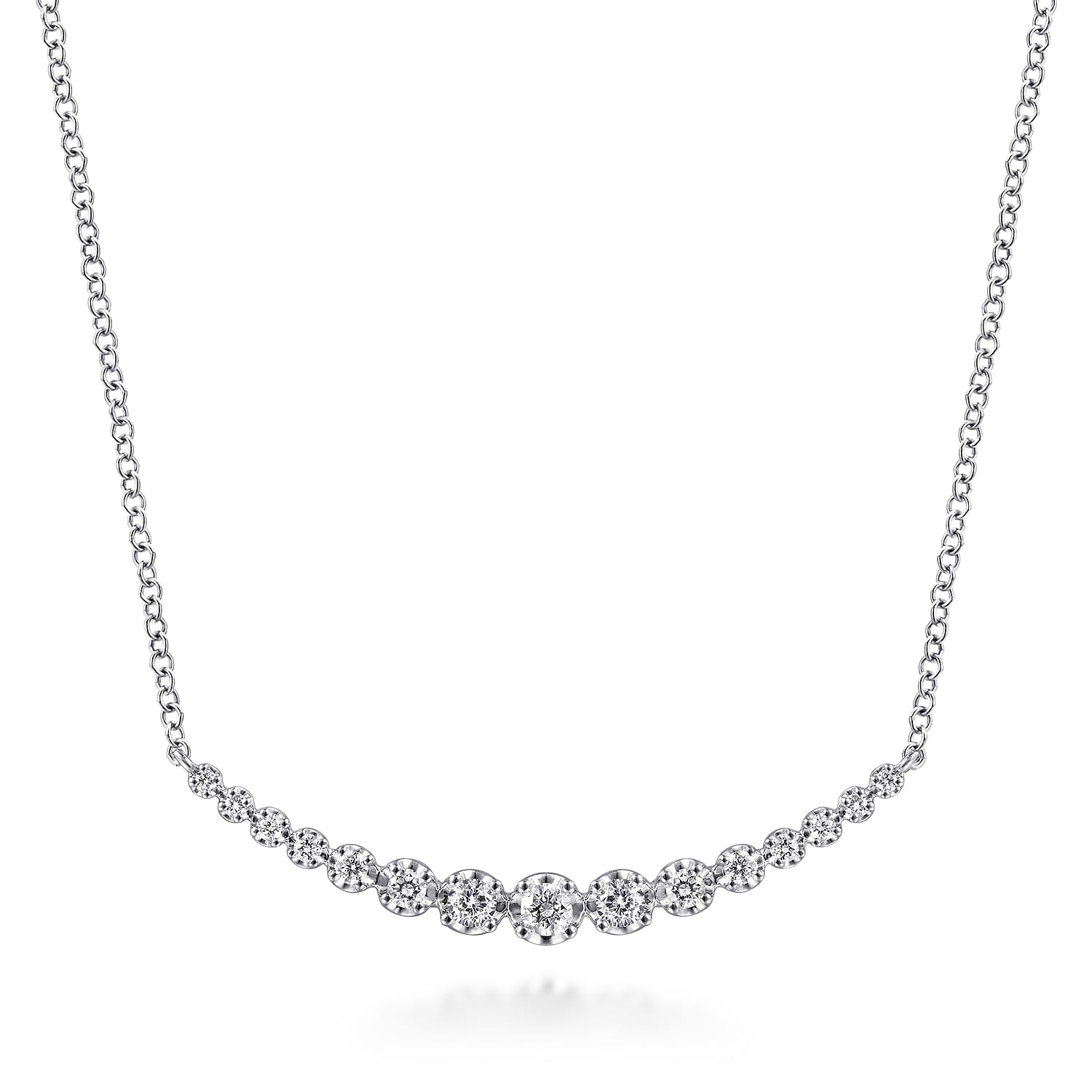 Bar Necklace Curved 14K White Gold Diamond 0.25ct - 0.25 ct - Shot 1