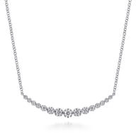 Bar Necklace Curved 14K White Gold Diamond 0.25ct