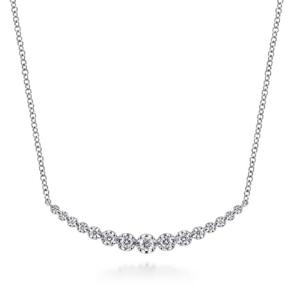 Bar Necklace Curved 14K White Gold Diamond 0.25ct