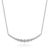 Bar Necklace Curved 14K White Gold Diamond 0.25ct - 0.25 ct