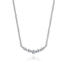 Bar Necklace Curved 14K White Gold White Sapphire