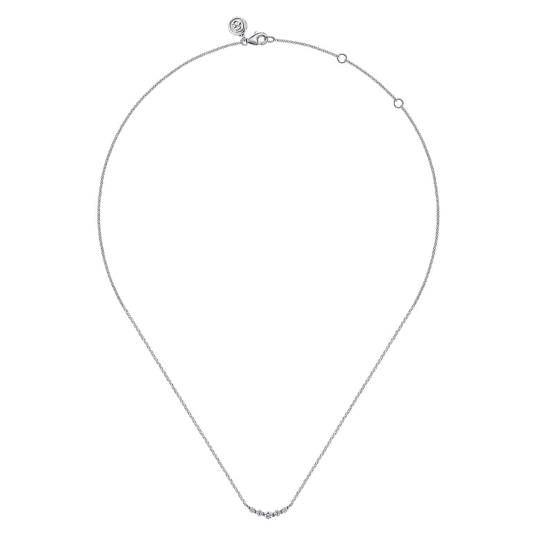 Bar Necklace Curved 14K White Gold White Sapphire - Shot 2