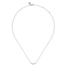 Bar Necklace Curved 14K White Gold White Sapphire