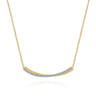 Bar Necklace Curved 14K White and Yellow Gold Diamond 0.3ct Bujukan - 0.3 ct