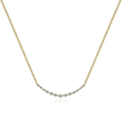Bar Necklace Curved 14K Yellow Gold Diamond 0.25ct
