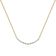 Bar Necklace Curved 14K Yellow Gold Diamond 0.25ct