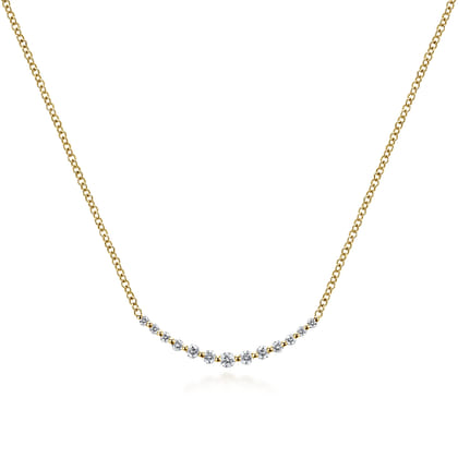Bar Necklace Curved 14K Yellow Gold Diamond 0.25ct