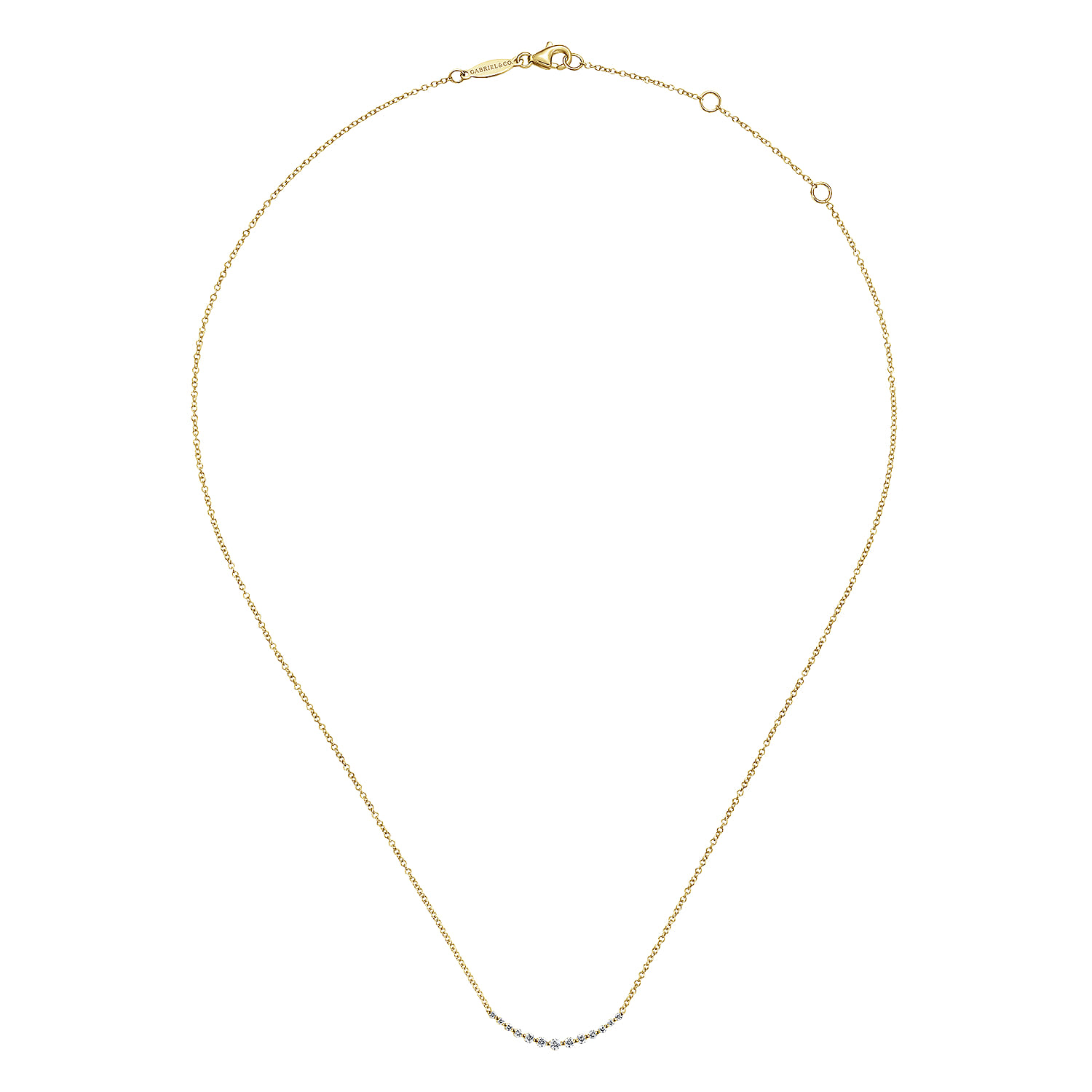 Bar Necklace Curved 14K Yellow Gold Diamond 0.25ct - 0.25 ct - Shot 2