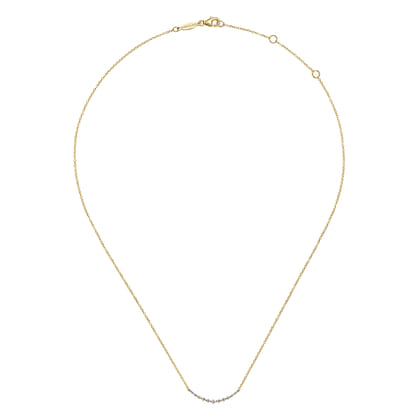 Bar Necklace Curved 14K Yellow Gold Diamond 0.25ct