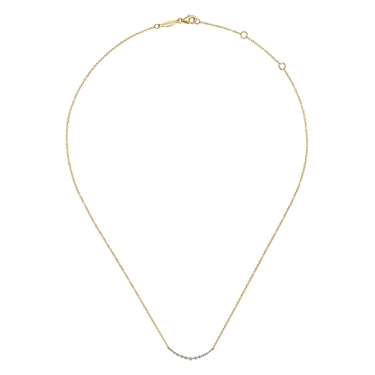 Bar Necklace Curved 14K Yellow Gold Diamond 0.25ct - 0.25 ct - Shot 2