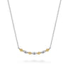 Bar Necklace Curved 14K Yellow Gold and 925 Sterling Silver