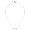 Bar Necklace Curved 14K Yellow Gold and 925 Sterling Silver