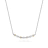 Bar Necklace Curved 14K Yellow Gold and 925 Sterling Silver