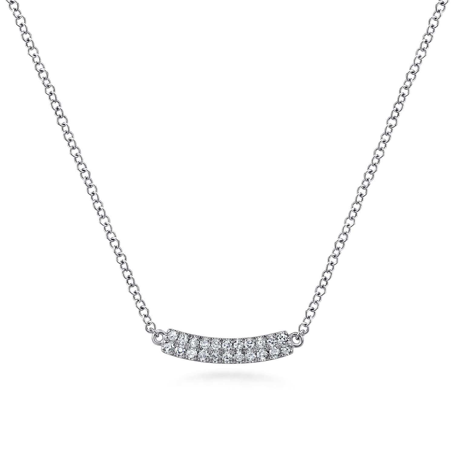 Bar Necklace Straight 14K White Gold Diamond 0.11ct - 0.11 ct - Shot 1