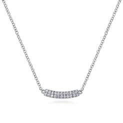 Bar Necklace Straight 14K White Gold Diamond 0.11ct