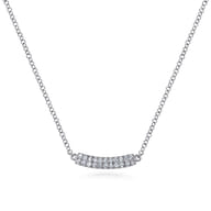 Bar Necklace Straight 14K White Gold Diamond 0.11ct