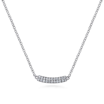 Bar Necklace Straight 14K White Gold Diamond 0.11ct