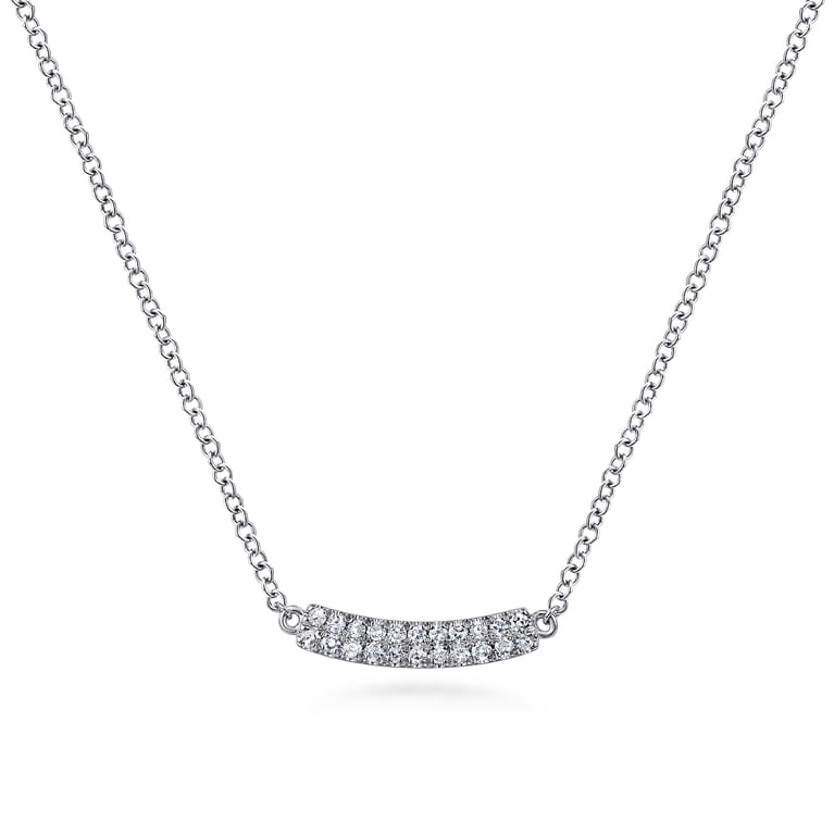 Bar Necklace Straight 14K White Gold Diamond 0.11ct - 0.11 ct - Shot 1