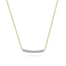 Bar Necklace Straight 14K White and Yellow Gold White Sapphire