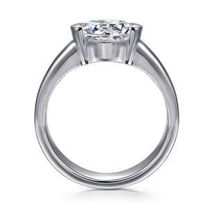 Bara - 14K White Gold Half Bezel Round Diamond Engagement Ring
