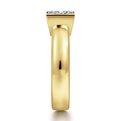 Bara - 14K Yellow Gold Half Bezel East West Pear Shape Diamond Engagement Ring