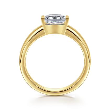 Bara - 14K Yellow Gold Half Bezel East West Princess Cut Diamond Engagement Ring