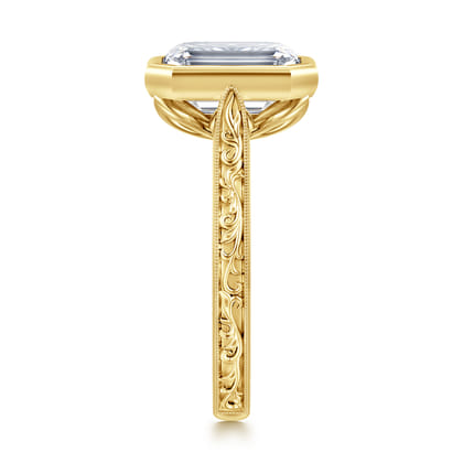 Barbados - Vintage Inspired 14K Yellow Gold Emerald Cut Solitaire Diamond Engagement Ring