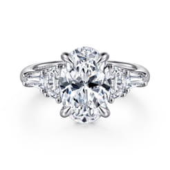 Barbara - 14K White Gold Five Stone Oval Cut Diamond Engagement Ring