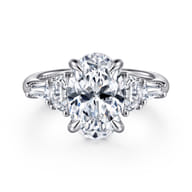 Barbara - 14K White Gold Five Stone Oval Cut Diamond Engagement Ring