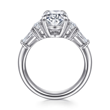 Barbara - 14K White Gold Five Stone Oval Cut Diamond Engagement Ring
