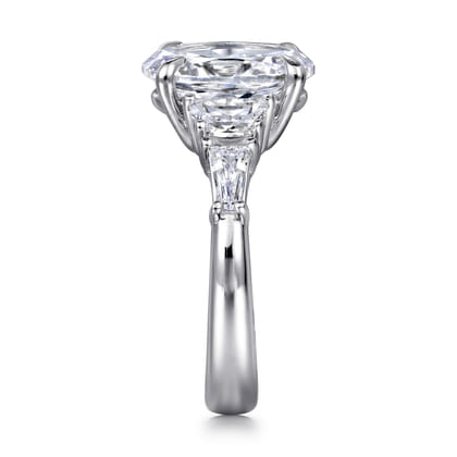Barbara - 14K White Gold Five Stone Oval Cut Diamond Engagement Ring
