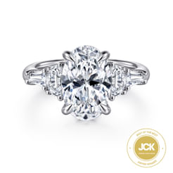 18K White Gold Oval Cut Five Stone Diamond Engagement Ring