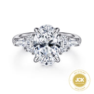 Barbara - 18K White Gold Oval Cut Five Stone Diamond Engagement Ring