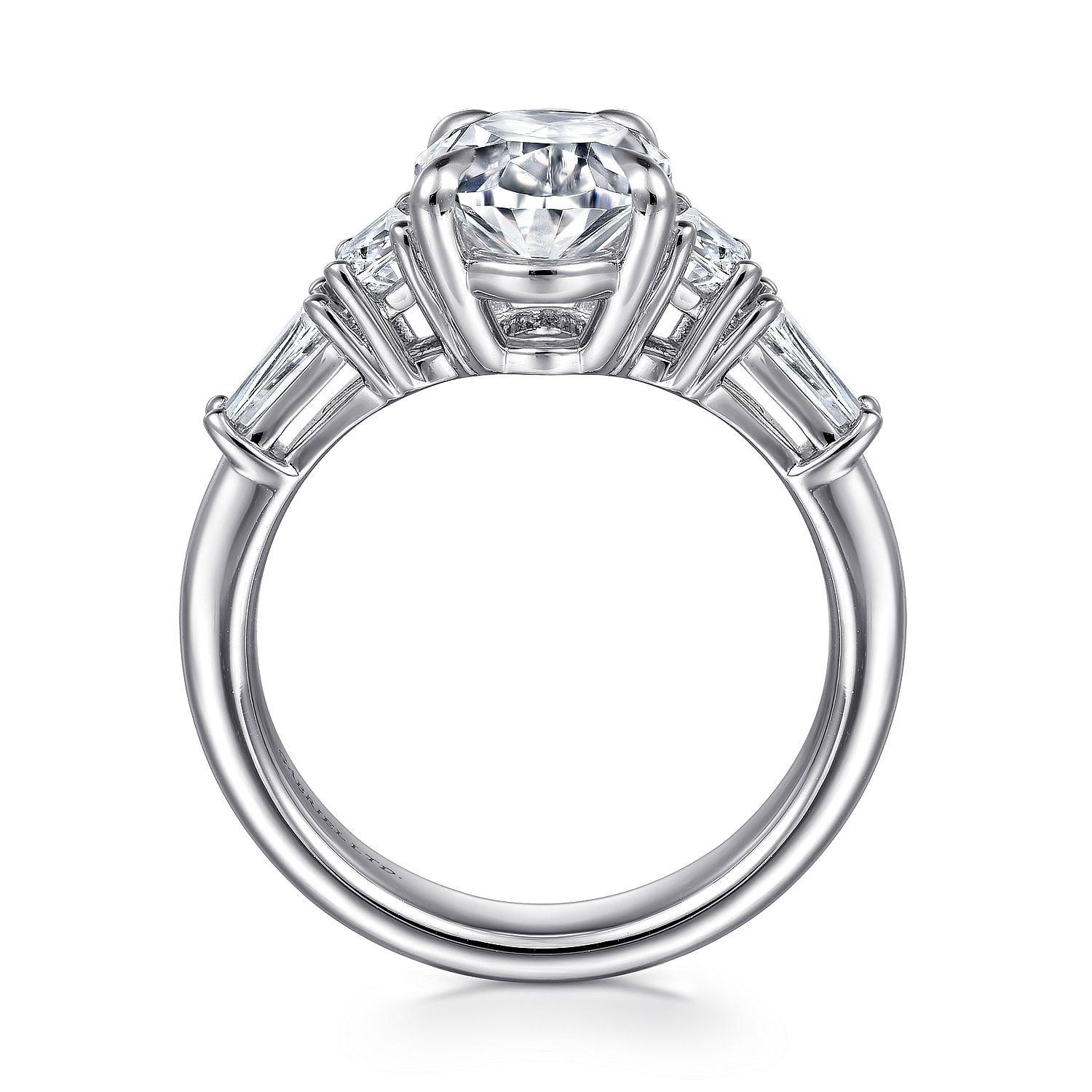 Barbara - 18K White Gold Oval Cut Five Stone Diamond Engagement Ring
