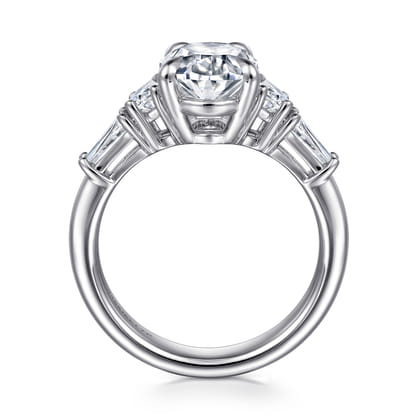 Barbara - 18K White Gold Oval Cut Five Stone Diamond Engagement Ring