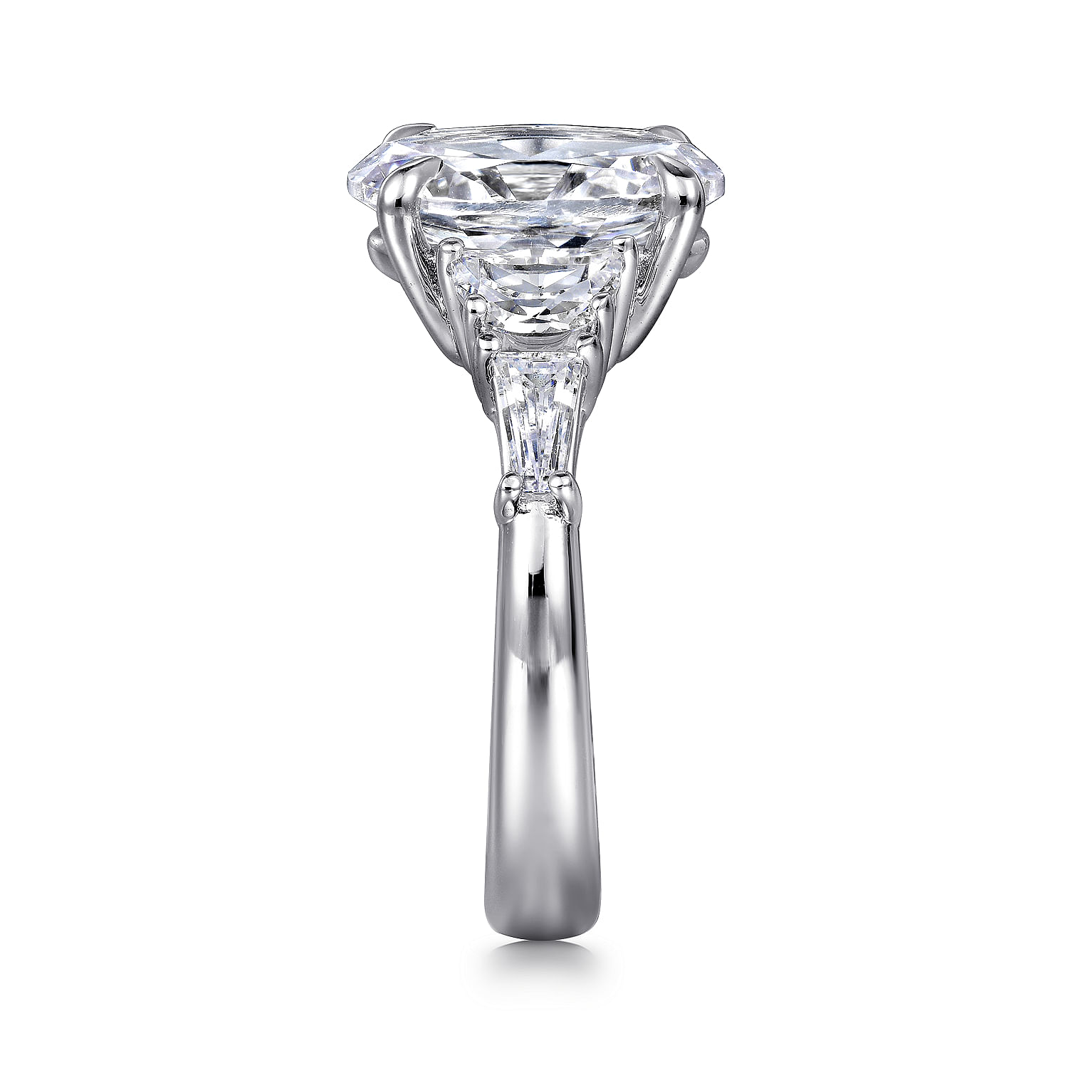Barbara - 18K White Gold Oval Cut Five Stone Diamond Engagement Ring
