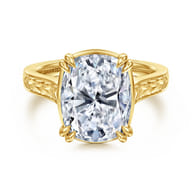 Bardot - Vintage Inspired 14K Yellow Gold Elongated Cushion Solitaire Diamond Engagement Ring