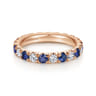 Eternity Band Wedding Ring in 14k Rose Gold with Round Sapphire at Gabriel & Co.