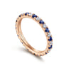Eternity Band Wedding Ring in 14k Rose Gold with Round Sapphire at Gabriel & Co.