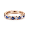 Eternity Band Wedding Ring in 14k Rose Gold with Round Sapphire at Gabriel & Co.