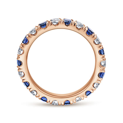 Bari - 14K Rose Gold French Pave Set Sapphire and Diamond Eternity Band