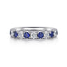 Straight Wedding Ring in 14k White Gold with Round Sapphire at Gabriel & Co.